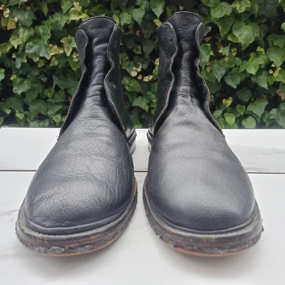 Elia Maurizi Leather Ankle Boots Back Zip Natural Rubber Mid-Sole Size 10.5 M - Picture 3 of 12